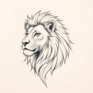 Pencil And Marker Outline Lion Tattoo