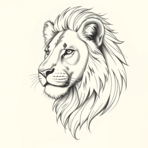 Pencil And Marker Outline Lioness Tattoo