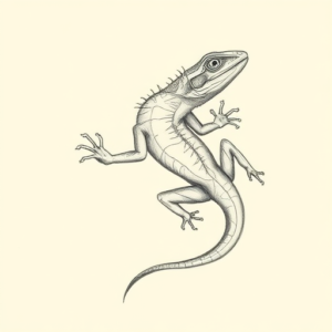 Pencil And Marker Outline Lizard Tattoo