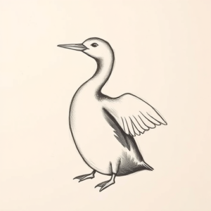 Pencil And Marker Outline Loon Tattoo