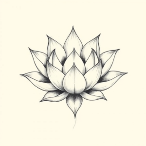 Pencil And Marker Outline Lotus Tattoo