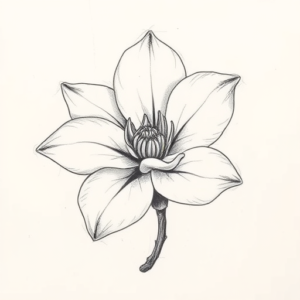 Pencil And Marker Outline Magnolia Tattoo