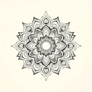 Pencil And Marker Outline Mandala Tattoo
