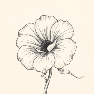 Pencil And Marker Outline Marigold Tattoo