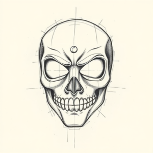 Pencil And Marker Outline Mask Tattoo