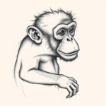 Pencil And Marker Outline Monkey Tattoo