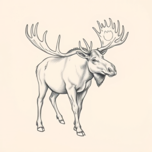 Pencil And Marker Outline Moose Tattoo