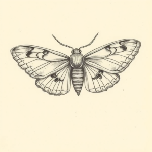 Pencil And Marker Outline Moth Tattoo