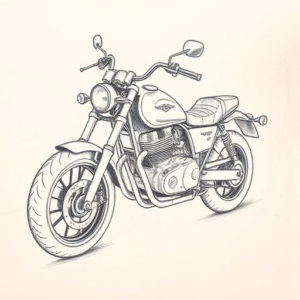 Pencil And Marker Outline Motorcycle Tattoo
