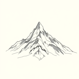 Pencil And Marker Outline Mountain Tattoo