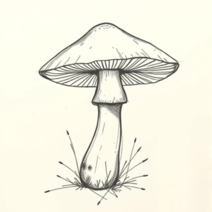 Pencil And Marker Outline Mushroom Tattoo