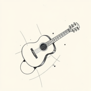 Pencil And Marker Outline Music Tattoo