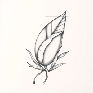 Pencil And Marker Outline Nature Tattoo