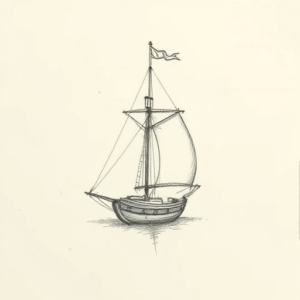 Pencil And Marker Outline Nautical Tattoo