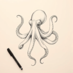 Pencil And Marker Outline Octopus Tattoo