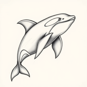 Pencil And Marker Outline Orca Tattoo