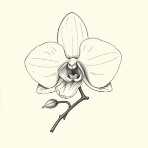 Pencil And Marker Outline Orchid Tattoo