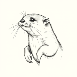 Pencil And Marker Outline Otter Tattoo