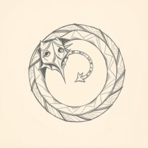 Pencil And Marker Outline Ouroboros Tattoo
