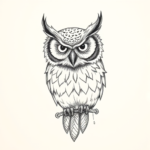 Pencil And Marker Outline Owl Tattoo