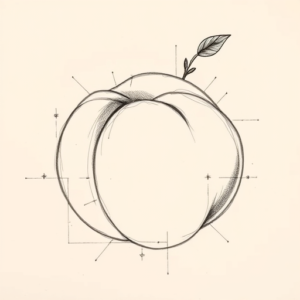 Pencil And Marker Outline Peach Tattoo