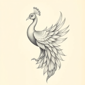 Pencil And Marker Outline Peacock Tattoo