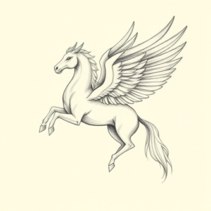 Pencil And Marker Outline Pegasus Tattoo