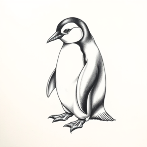 Pencil And Marker Outline Penguin Tattoo