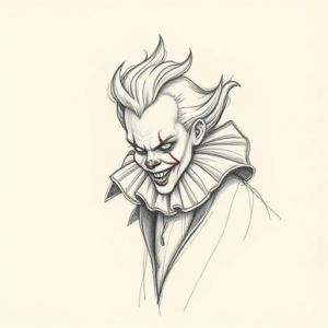 Pencil And Marker Outline Pennywise Tattoo