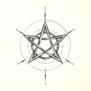 Pencil And Marker Outline Pentagram Tattoo