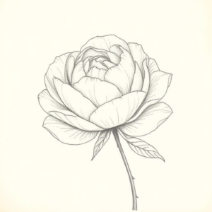 Pencil And Marker Outline Peony Tattoo