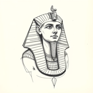 Pencil And Marker Outline Pharaoh Tattoo