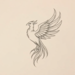 Pencil And Marker Outline Phoenix Tattoo