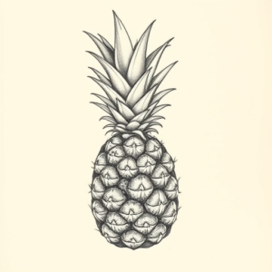 Pencil And Marker Outline Pineapple Tattoo
