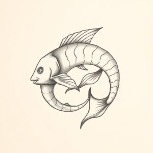 Pencil And Marker Outline Pisces Tattoo