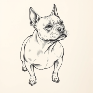 Pencil And Marker Outline Pitbull Tattoo