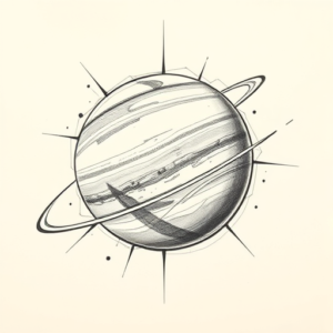 Pencil And Marker Outline Planet Tattoo