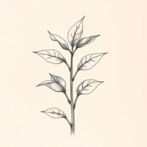 Pencil And Marker Outline Plant Tattoo