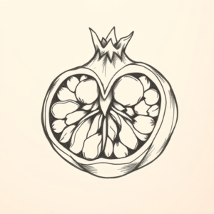 Pencil And Marker Outline Pomegranate Tattoo