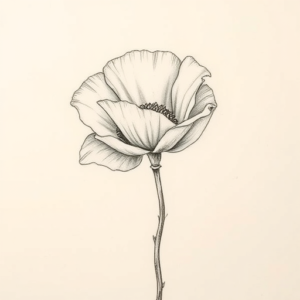 Pencil And Marker Outline Poppy Tattoo