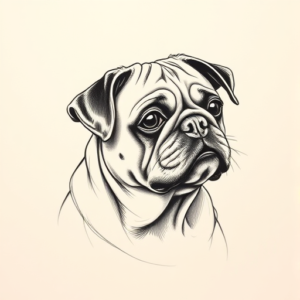 Pencil And Marker Outline Pug Tattoo