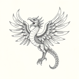 Pencil And Marker Outline Quetzalcoatl Tattoo