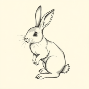 Pencil And Marker Outline Rabbit Tattoo