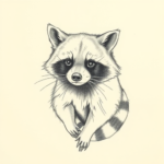 Pencil And Marker Outline Raccoon Tattoo