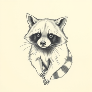 Pencil And Marker Outline Raccoon Tattoo