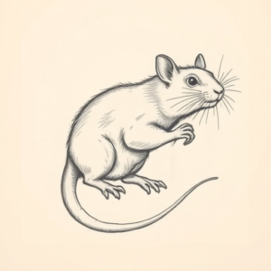 Pencil And Marker Outline Rat Tattoo