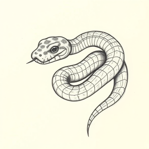 Pencil And Marker Outline Rattlesnake Tattoo