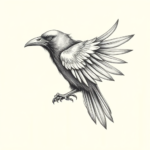 Pencil And Marker Outline Raven Tattoo