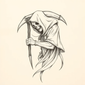 Pencil And Marker Outline Reaper Tattoo