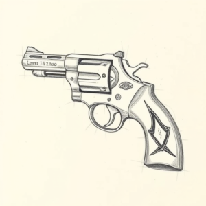 Pencil And Marker Outline Revolver Tattoo